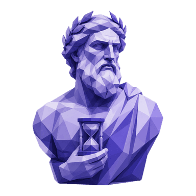 cronuses mark: a faceted bust holding an hourglass